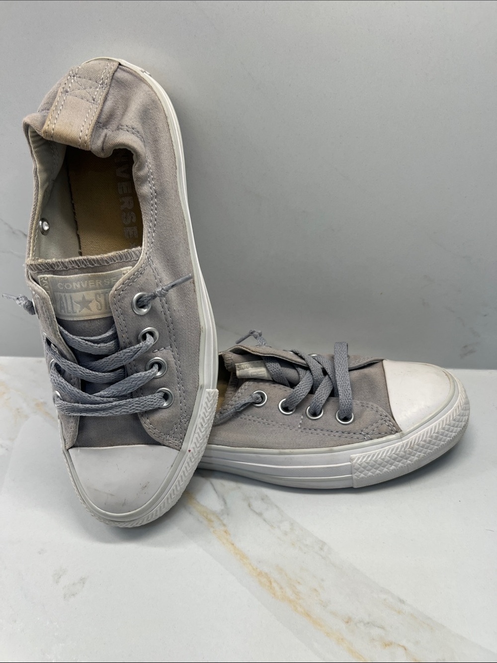 Converse women’s  Low Top Canvas Sneakers - Light Gray